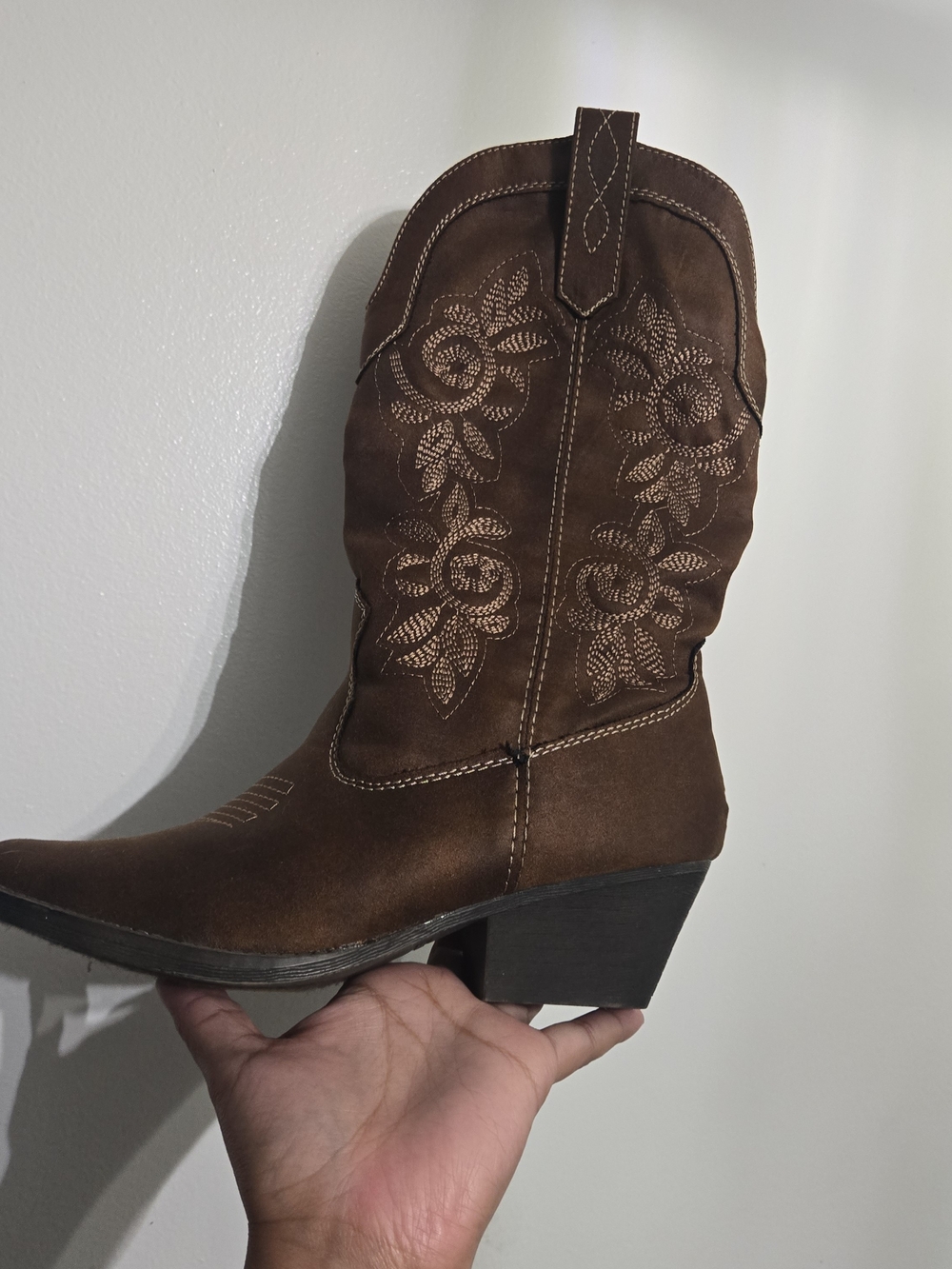 Rampage Brown Embroidered Western Heeled Boot